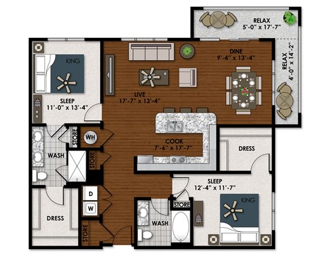 a floor plan of a house with a bedroom and a living room